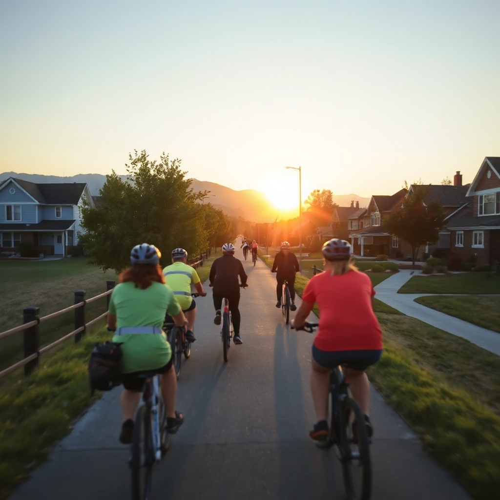 People cycling on a bike path
